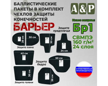 Баллистические пакеты в комплект чехлов защиты конечностей "Барьер". Класс защитной структуры Бр 1.