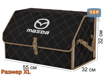 Саквояж "Союз" в багажник Mazda (Мазда), размер XL. Цвет: черный с бежевой прострочкой Ромб.
